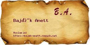 Baják Anett névjegykártya